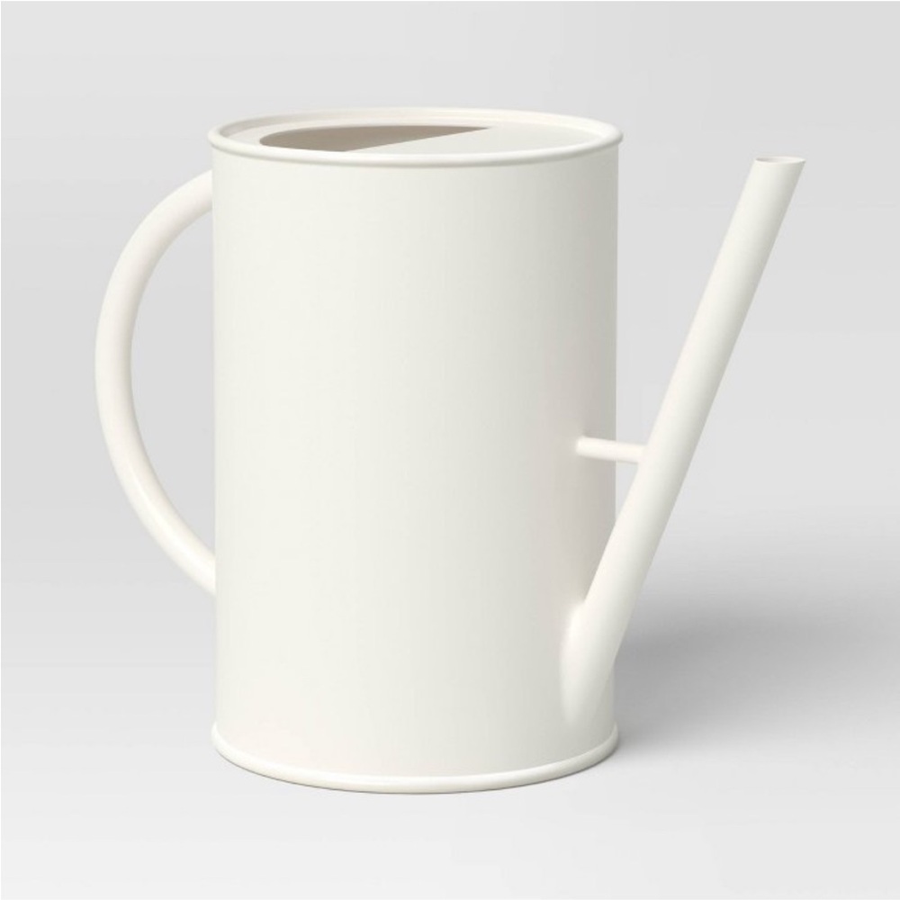 THRESHOLD NWT iron long spout outdoor watering can w/ powder coat finish -cream